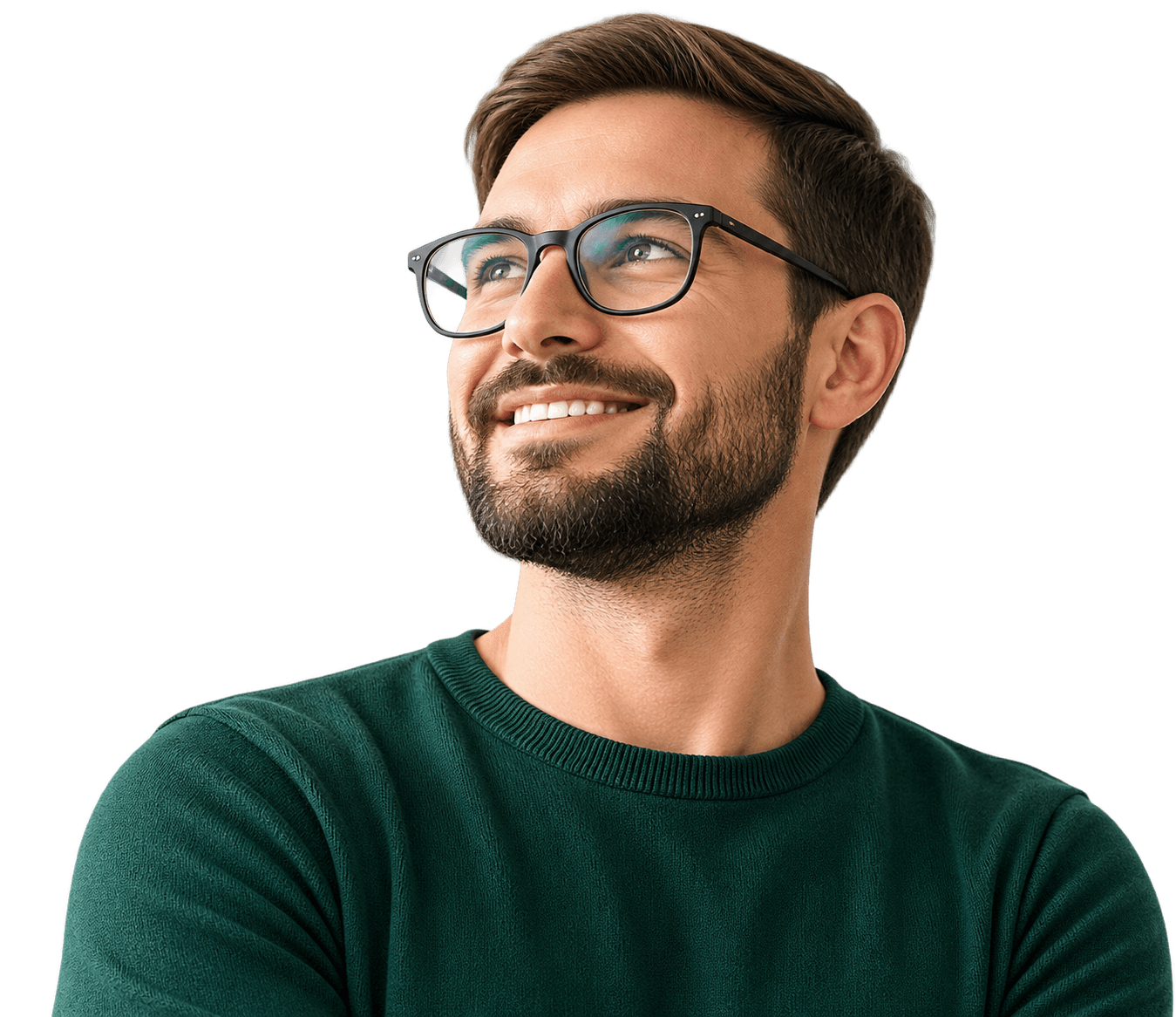 Profesional sonriente preparado para dar el siguiente paso